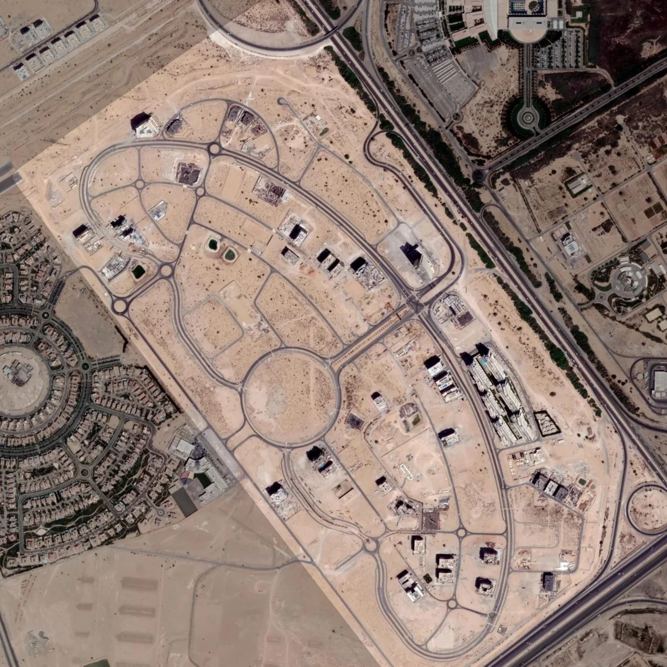 Aerial map view of a master-planned plot area