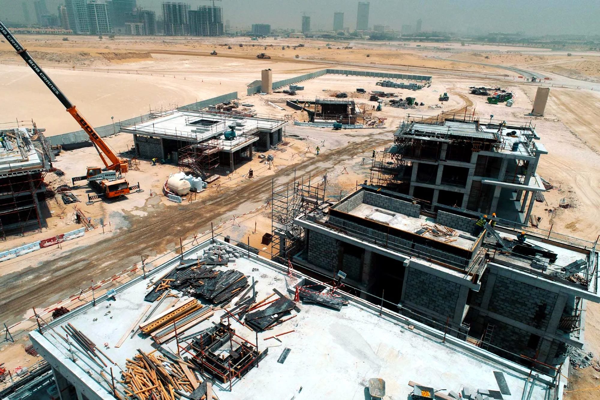 Villas under construction at a new Dubai development site